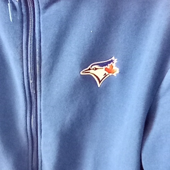 Level wear Toronto Blue Jays top sweater cut at elbow size L blue red white - Picture 7 of 8